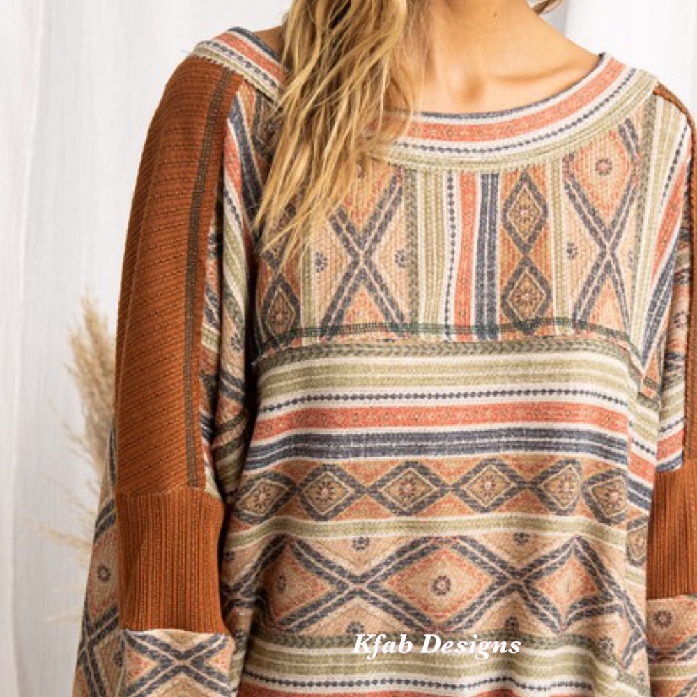 ❤️RESTOCKED! Boho Textured Aztec Dolman Tunic! - Picture 10 of 10